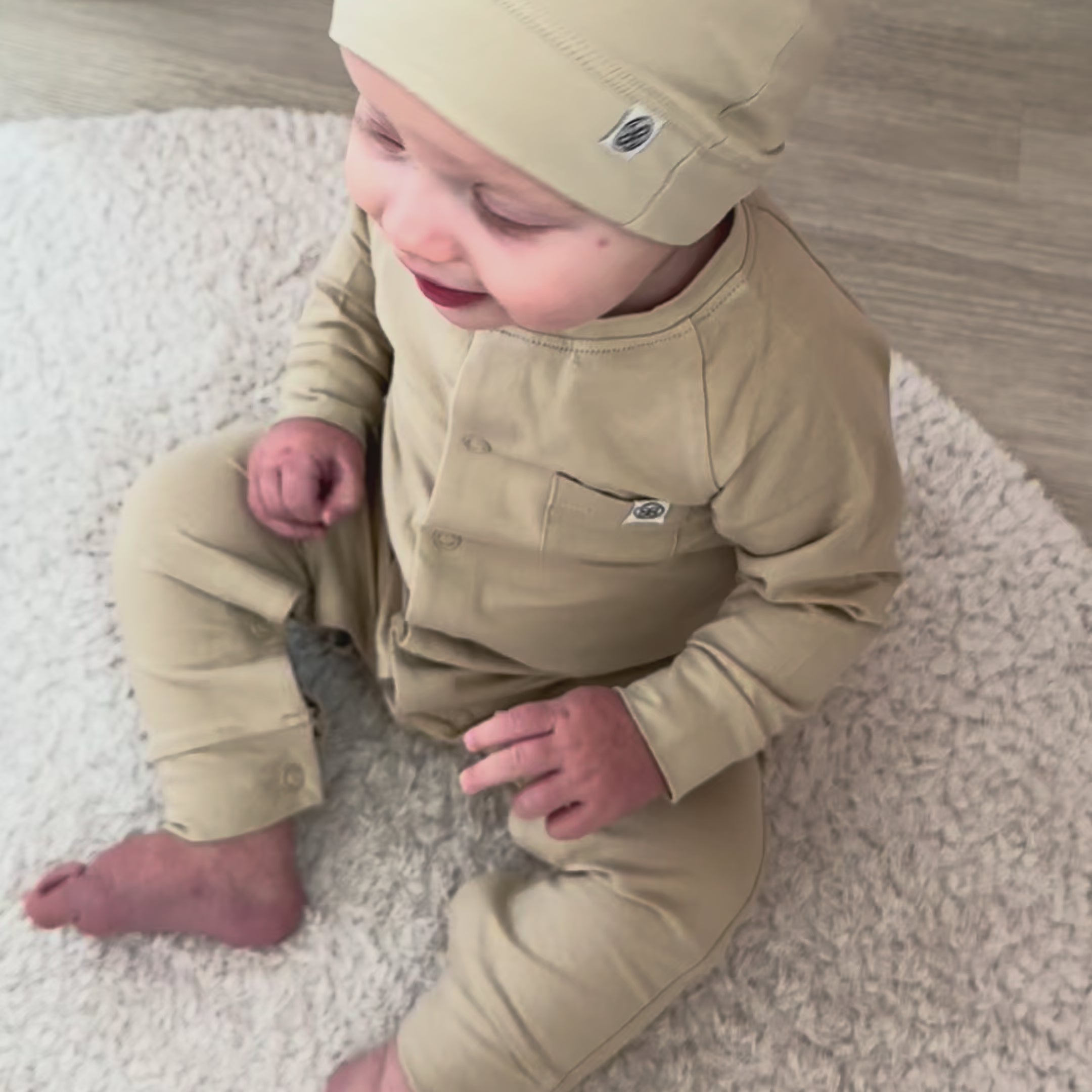 Load video: Baby playsuit in Sandy Beach - UPF 50+